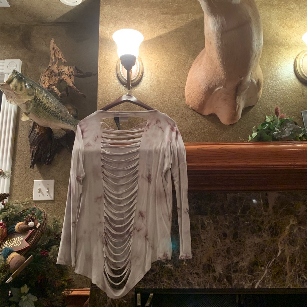 Harley-Davidson Women's White and Purple Cutout Long Sleeve Top - Picture 2 of 5
